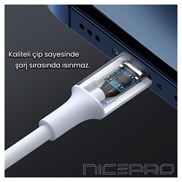 NPO UTL12 60W TPE USB to Lightning 1.2 M Hızlı Şarj ve Data Kablosu Beyaz
