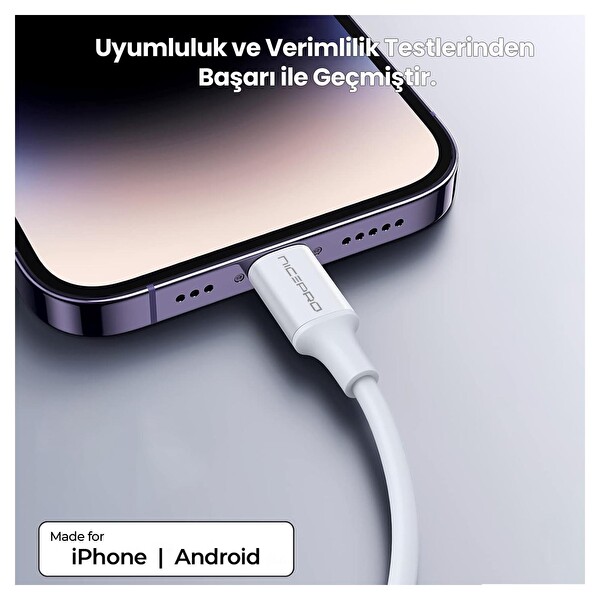 NPO CTC02 60W TPE Type-C to Type-C 20 CM Hızlı Şarj ve Data Kablosu Beyaz