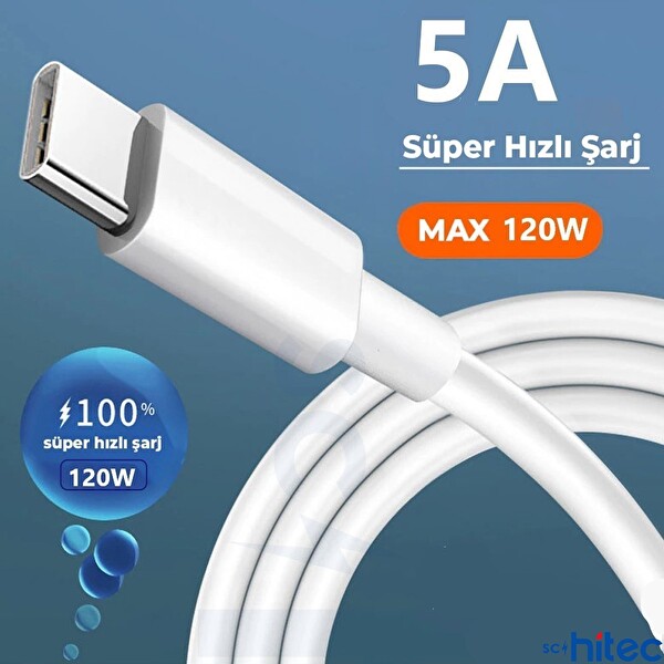 ScHitec 2in1 5A 120W Type-C to Type-C ve Lightning Hızlı Data ve Şarj Kablosu 120 CM SX31C