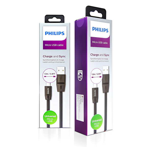 Philips 3A 45 W UsbA to Universal Micro Hızlı Data ve Şarj Kablosu 1.8 M DLC2519CB/97