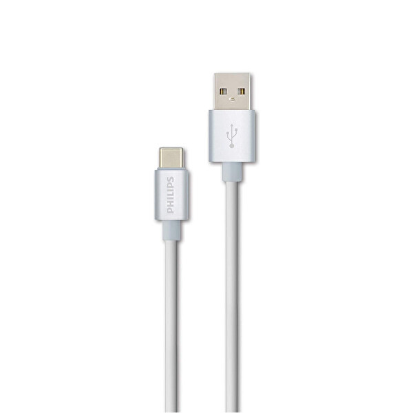 Philips 3A 60 W UsbA to Type-C 1.2 M Hızlı Şarj ve Data Kablosu Beyaz 2023BY3A2528M