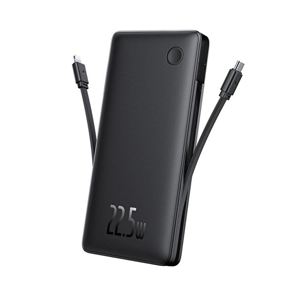 Baseus Airpow Lite 10.000 mAh 22.5W Entegre Type-C ve Lightning Kablolu Siyah Powerbank