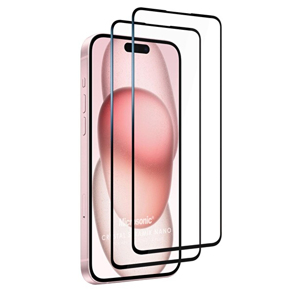 Apple iPhone 15 Plus Crystal Seramik Nano Ekran Koruyucu Siyah - 2 Adet