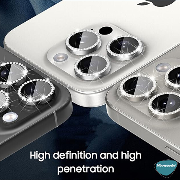 Microsonic Apple iPhone 16 Plus Tekli Diamond Taşlı Kamera Koruma Camı Yeşil