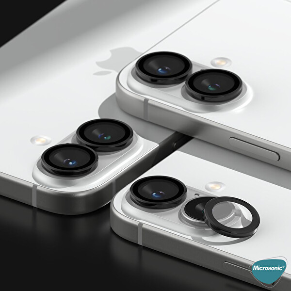 Microsonic Apple iPhone 16 Plus Tekli Kamera Lens Koruma Camı Pembe