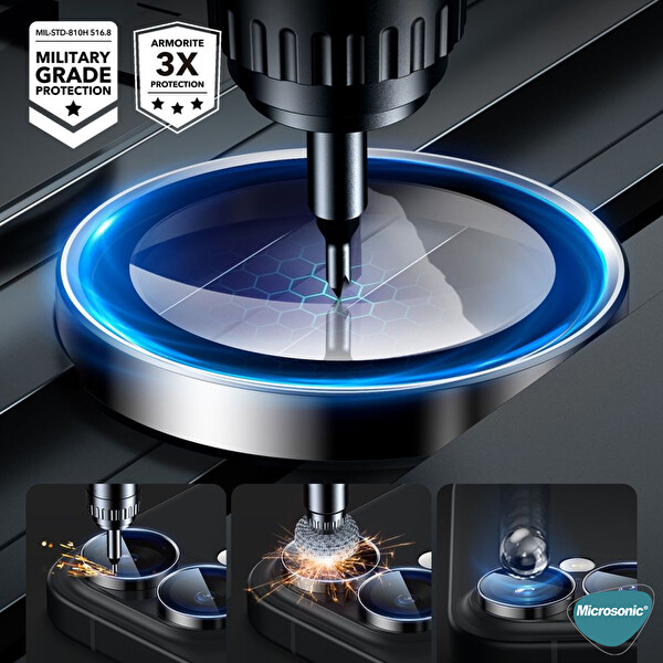 Microsonic Apple iPhone 16 Plus Tekli Kamera Lens Koruma Camı Gümüş