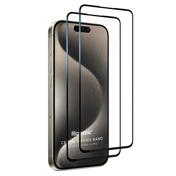 Microsonic Apple iPhone 15 Pro Crystal Seramik Nano Ekran Koruyucu Siyah - 2 Adet