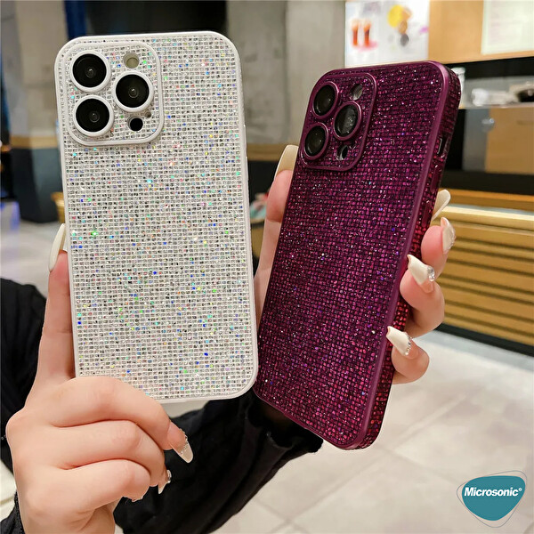 Microsonic Apple iPhone 15 Pro Kılıf Bling Rhinestones Pembe