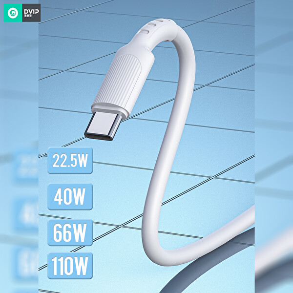 Dvip L14 6A 110W Fast Charging Usb-A to Type-C Data ve Hızlı Şarj Kablosu 1 M Beyaz