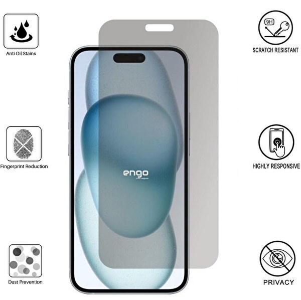 Engo Apple iPhone 15 Plus İle Uyumlu Hayalet Ekran Koruyucu
