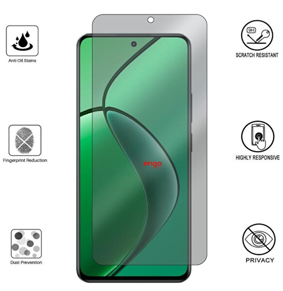 Engo Oppo Reno11 FS Anti-Spy Şeffaf Hayalet Ekran Koruyucu