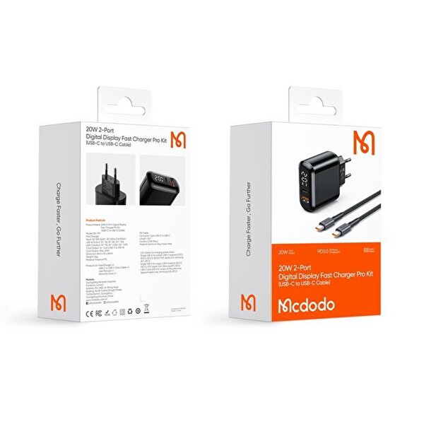 Mcdodo PD 20W USB Type-C Şarj Adaptörü ve Kablo CH-7172