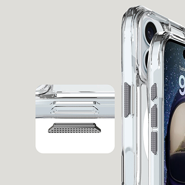 Senon Apple iPhone 16 Kılıf Magsafe Uyumlu Airbagli Şeffaf Zore İncek Kapak