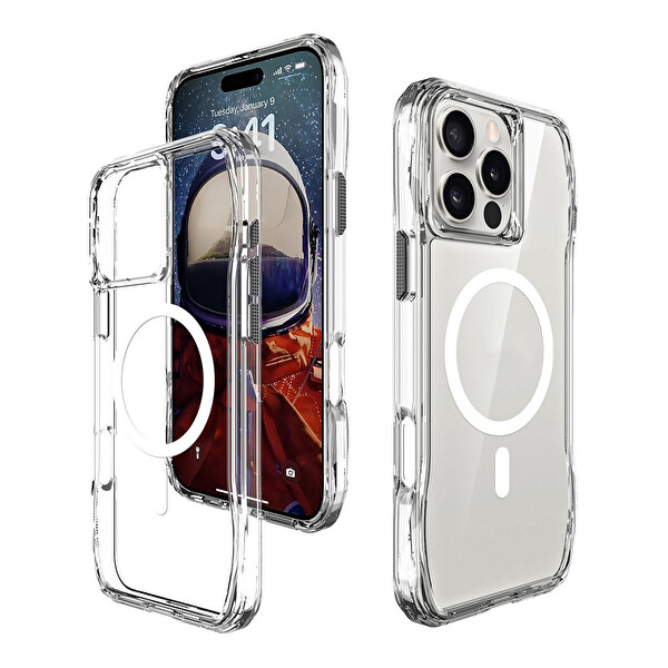 Senon Apple iPhone 16 Pro Kılıf Magsafe Uyumlu Airbagli Şeffaf Zore İncek Kapak