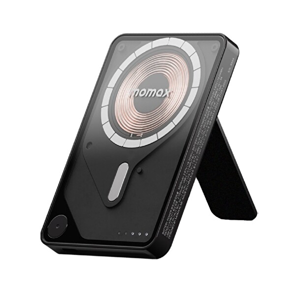 Momax 1-Power X Pro+ Manyetik Standlı 10.000 mAh Dahili USB-C Kablolu Wireless Powerbank Siyah