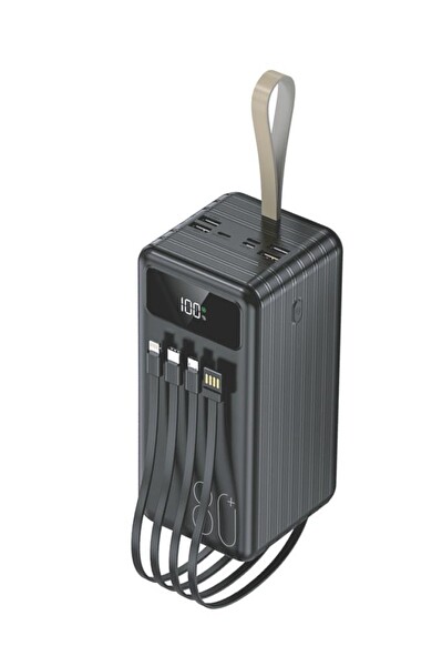 Torima TRM-1080 80000 mAh Ledli 4 Çıkışlı Taşınabilir Hızlı Şarj Dijital Göstergeli Powerbank Siyah