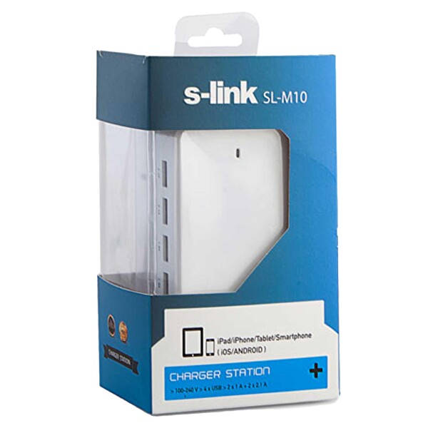 S-Link SL-M10 31W 6.2A Usb Beyaz Şarj İstasyonu