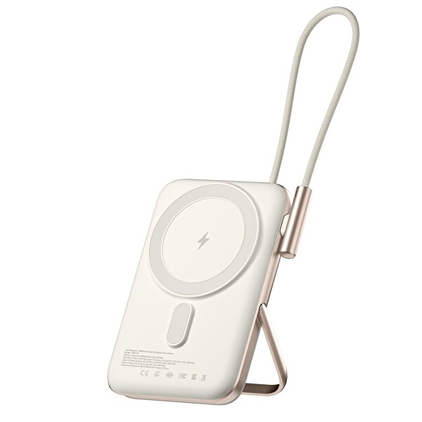 Juo JMP710-W Magsafe Powerbank 10000 mAh Standlı 20W Dahili Type-C Kablolu Taşınabilir Hızlı Şarj Cihazı Beyaz