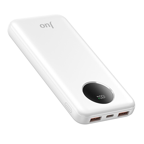 Juo JLP210-B 10000 mAh 22.5W Dijital Led Ekranlı Taşınabilir Hızlı Şarj Cihazı Beyaz