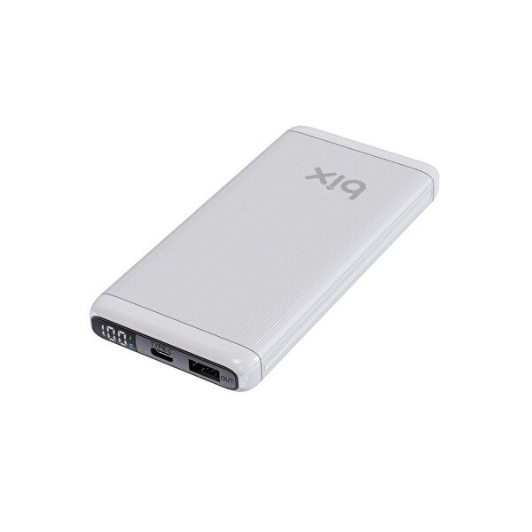 Bix BXPB107 10.000 mAh 20W PD Type-C ve USB-A SCP 22.5W QC 3.0 18W Çift Çıkışlı LED Ekranlı Powerbank Beyaz