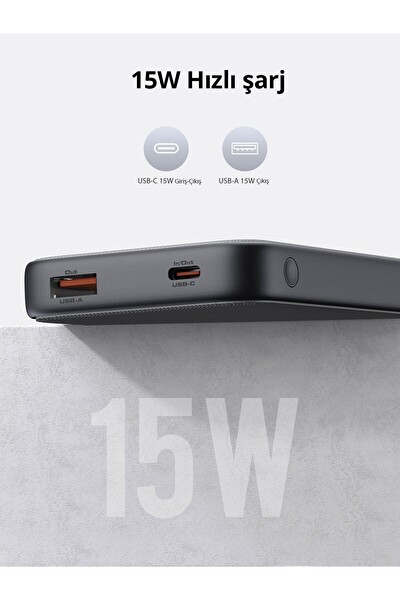 Aukey PB-Y46-GY 15W 10.000 mAh Powerbank Hızlı Şarj