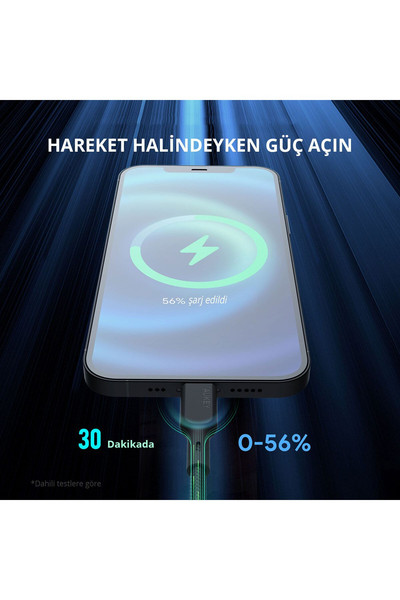 Aukey CB-NCL1-BK 1.8 M Naylon Örgülü 3A 480 Mbps Type-C Lightning Siyah Şarj Kablosu