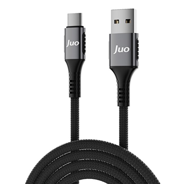 Juo JCB661-B 66 W USB-A to Type-C Örgülü Hızlı Şarj ve Data Kablosu 1 M Siyah