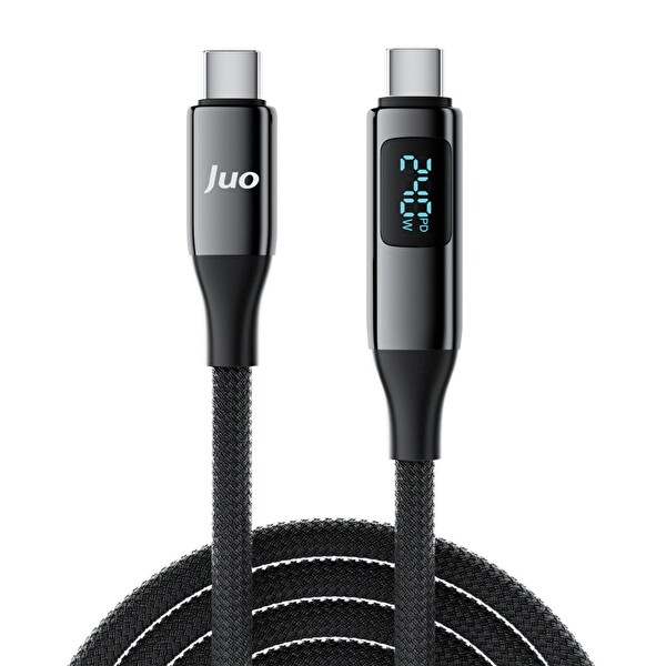 Juo JCB1G241-B 240 W USB 3.1 Gen2 10Gbps E-Mark Çipli Led Display 4K 60Hz Görüntü ve Type-C Hızlı Şarj Kablosu 1.25 M
