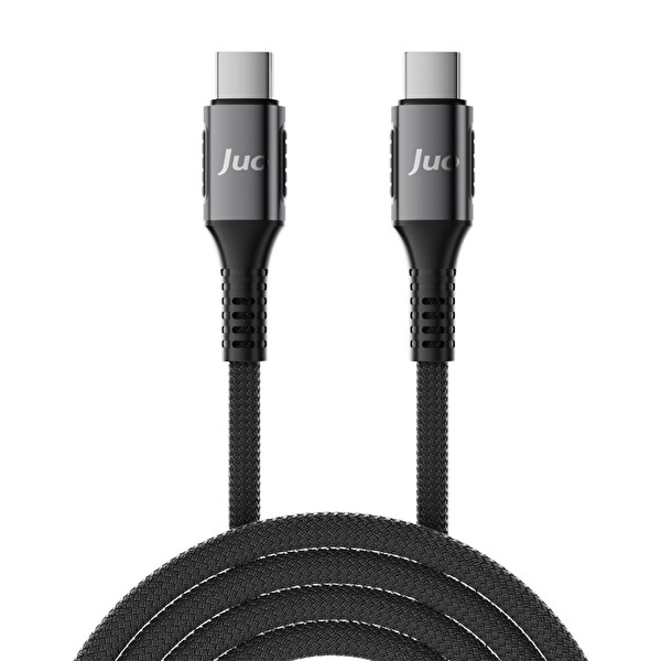 Juo JCBK61-B 60 W USB Type-C to Type-C Örgülü PD Hızlı Şarj ve Data Kablosu 1 M Siyah