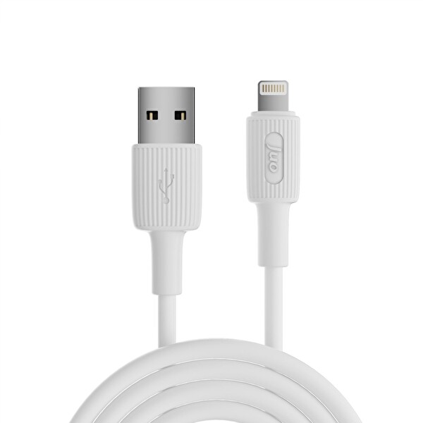 Juo JCBS112-W 12 W 2.4A USB-A to Lightning Silikon Hızlı Şarj ve Data Kablosu Beyaz 2 M