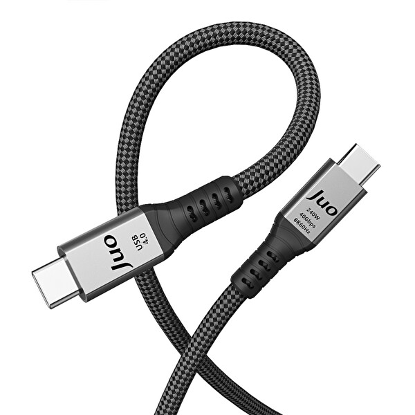 Juo JCB4G241-B USB 4.0 240W 40Gbps Thunderbolt 4 8K 60Hz USB-C Görüntü Aktarım ve Type-C Hızlı Şarj-Data Kablosu 1 M