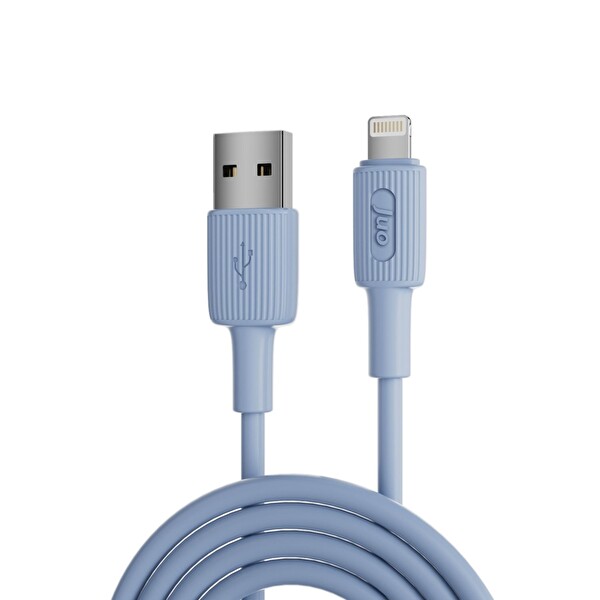 Juo JCBS111-L 12W 2.4A USB-A to Lightning Silikon Hızlı Şarj ve Data Kablosu Mavi 1 M