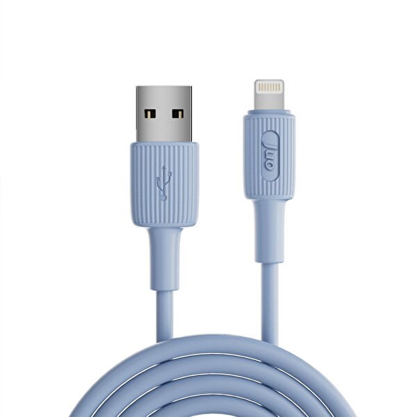 Juo JCBS111-L 12W 2.4A USB-A to Lightning Silikon Hızlı Şarj ve Data Kablosu Mavi 1 M