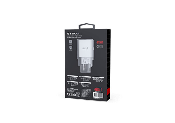 Syrox PD20B 3.0A 20 W PD 1xType-C Port Çıkışlı Şarj Cihazı Beyaz