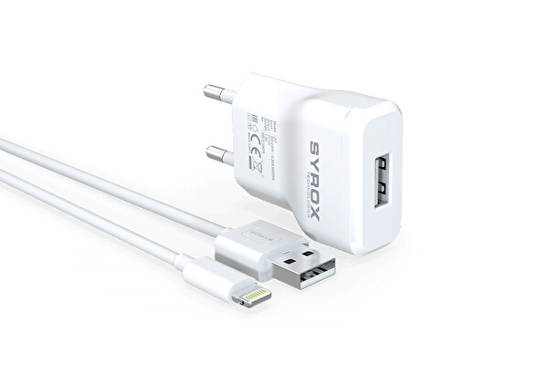 Syrox J17 1.0A USB-A - Lightning Kablolu 1xUSB-A Port Çıkışlı 1 M Şarj Cihazı Beyaz
