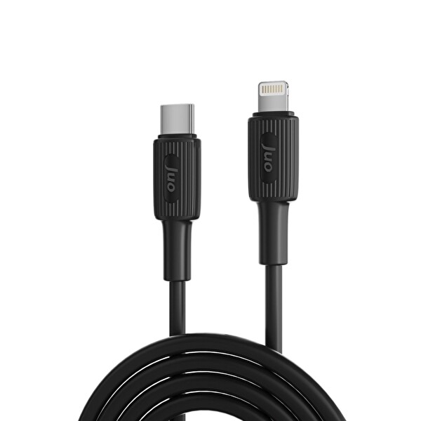 Juo JCBS272-B 27 W USB Type-C to Lightning Silikon Hızlı Şarj ve Data Kablosu Siyah 2 M
