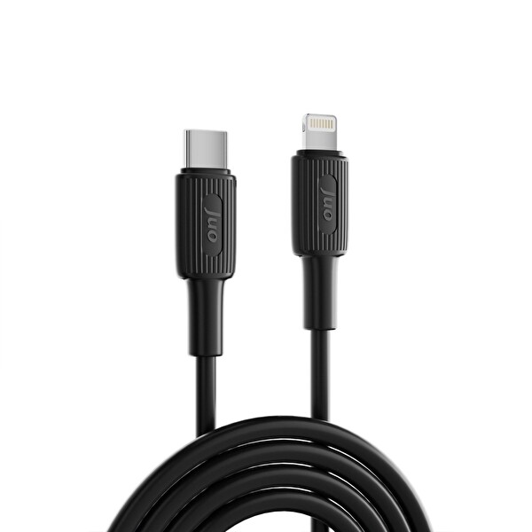 Juo JCBS272-B 27 W USB Type-C to Lightning Silikon Hızlı Şarj ve Data Kablosu Siyah 2 M
