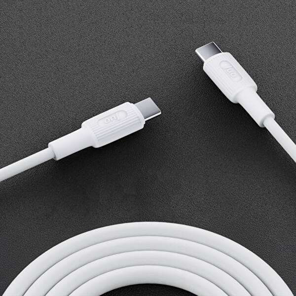Juo JCBS61-W 60 W USB Type-C to Type-C Silikon Hızlı Şarj ve Data Kablosu Beyaz 1 M