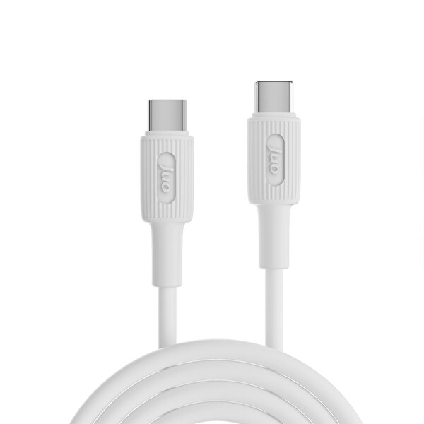 Juo JCBS61-W 60 W USB Type-C to Type-C Silikon Hızlı Şarj ve Data Kablosu Beyaz 1 M