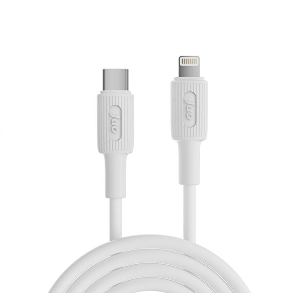 Juo JCBS272-W 27 W USB Type-C to Lightning Silikon Hızlı Şarj ve Data Kablosu Beyaz 2 M