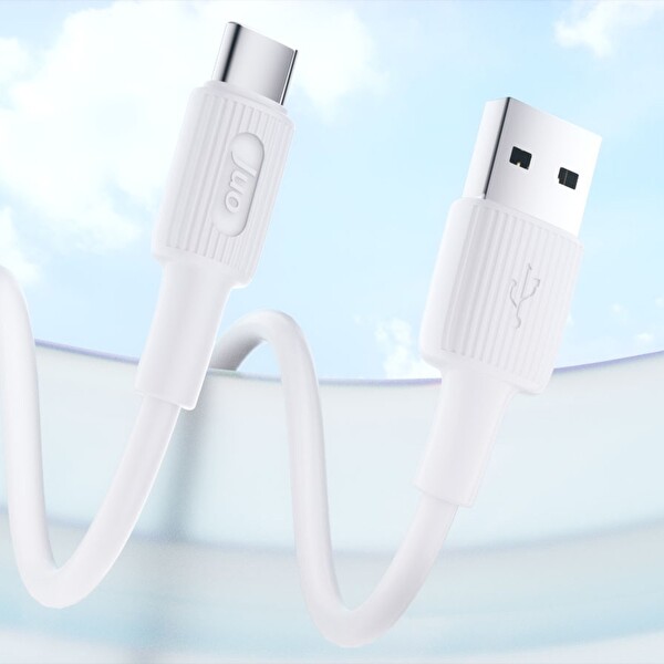 Juo JCBS122-W 12 W USB-A to Type-C Silikon Hızlı Şarj ve Data Kablosu Beyaz 2 M