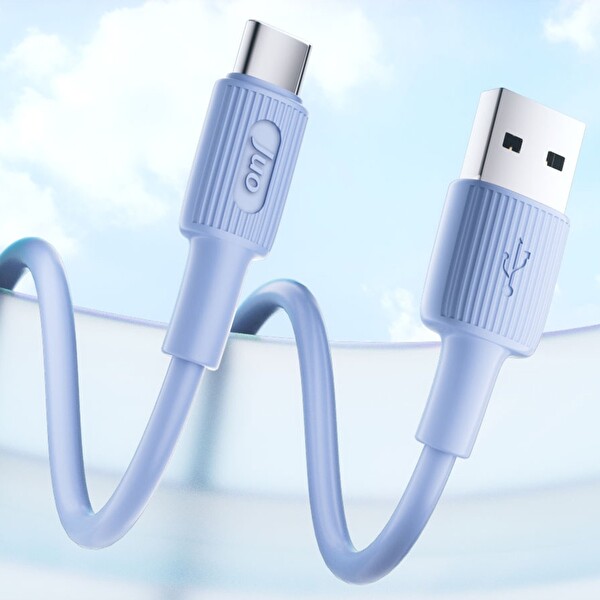 Juo JCBS121-L 12 W USB-A to Type-C Silikon Hızlı Şarj ve Data Kablosu Mavi 1 M