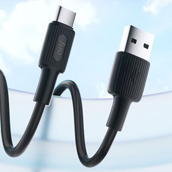 Juo JCBS121-B 12 W USB-A to Type-C Silikon Hızlı Şarj ve Data Kablosu Siyah 1 M