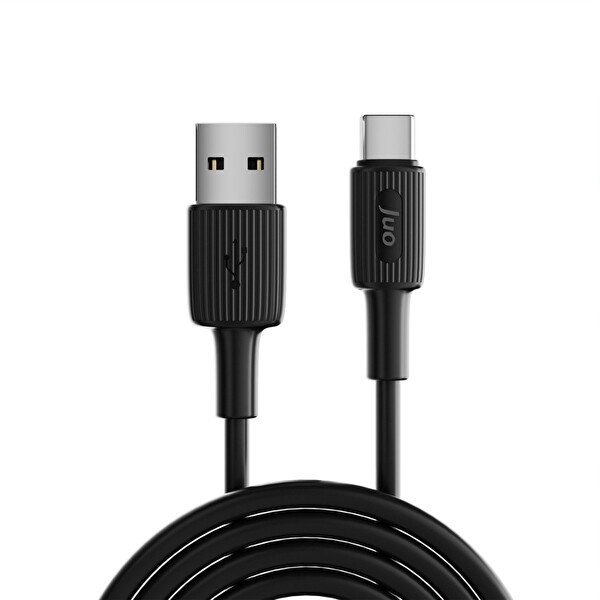 Juo JCBS121-B 12 W USB-A to Type-C Silikon Hızlı Şarj ve Data Kablosu Siyah 1 M