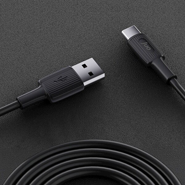 Juo JCBS661-B 66 W USB-A to USB Type-C Silikon Hızlı Şarj ve Data Kablosu 1 M Siyah