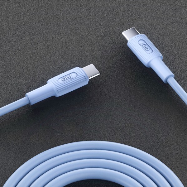 Juo JCBS61-L 60 W USB Type-C to Type-C Silikon Hızlı Şarj ve Data Kablosu Mavi 1 M