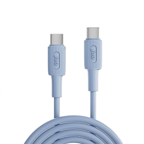 Juo JCBS61-L 60 W USB Type-C to Type-C Silikon Hızlı Şarj ve Data Kablosu Mavi 1 M