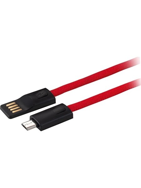 MF Product Jettpower 0047 Metal Başlıklı Örgülü 3A Micro USB 20 CM Kırmızı Hızlı Şarj Kablosu