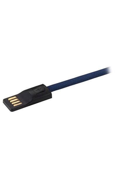 MF Product Jettpower 0047 Metal Başlıklı Örgülü 3A Micro USB Hızlı Şarj Kablosu 20 CM Mavi