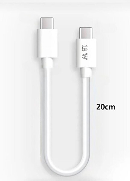 PDAteknoloji C-453 Type-C to Type-C PD 18 W Hızlı 20 CM Şarj ve Data Kablosu Beyaz